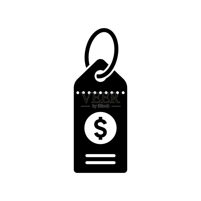 美元货币标签图标黑色矢量图图标素材
