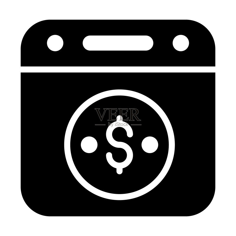 与财务相关的日历线条图标（可编辑）图标素材