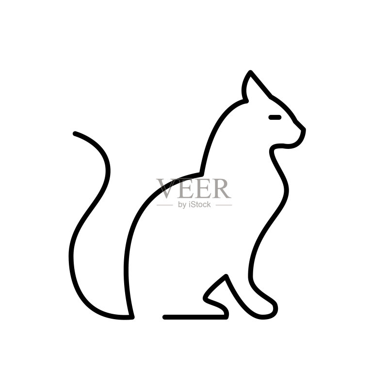 宠物猫剪影标签图标素材