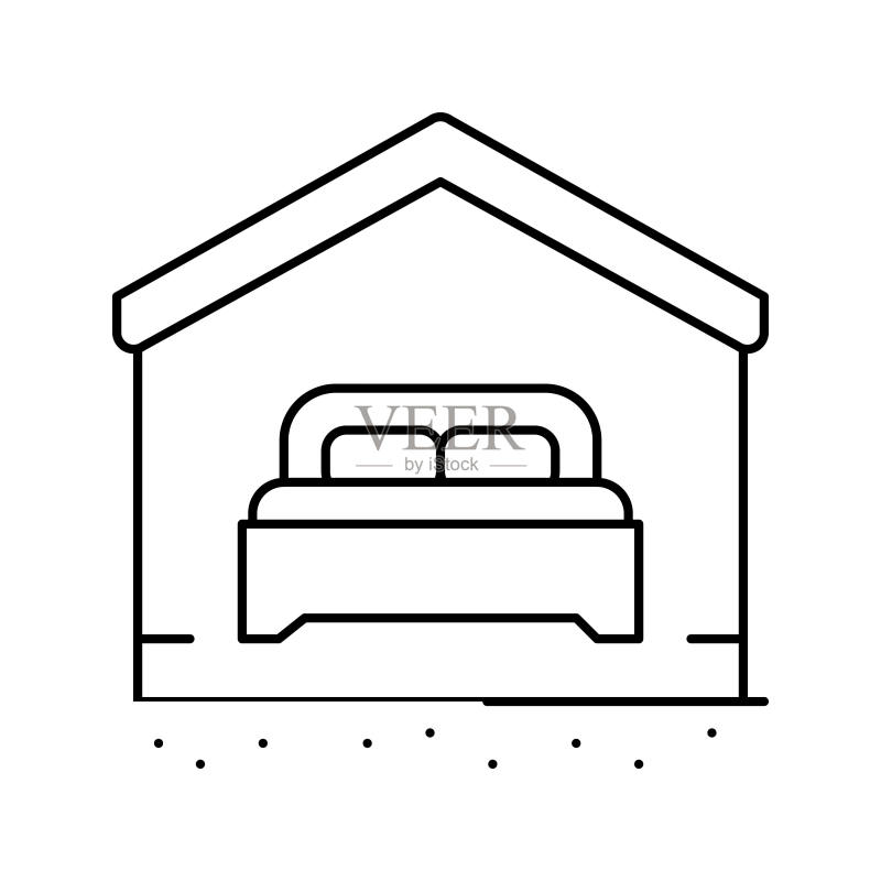 卧室房产家居线条图标矢量图图标素材