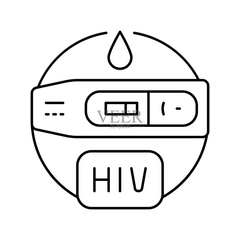 艾滋病毒线条图标矢量图图标素材