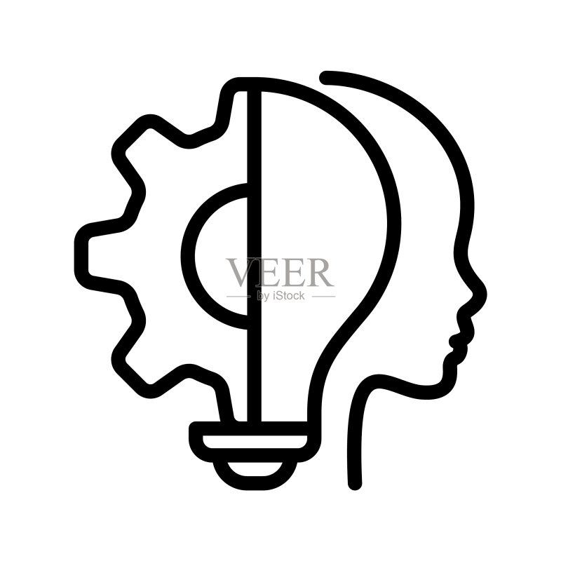 人头灯泡标志创意智能图标图标素材
