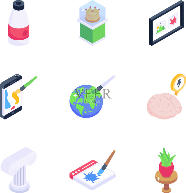 艺术绘画和制图2.5D图标图标素材