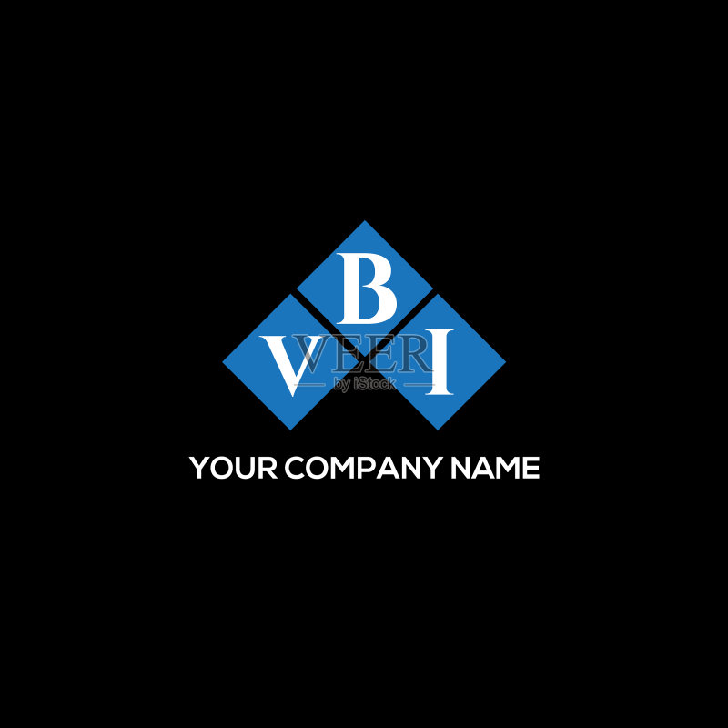 黑色背景上的VBI字母标志设计图标素材