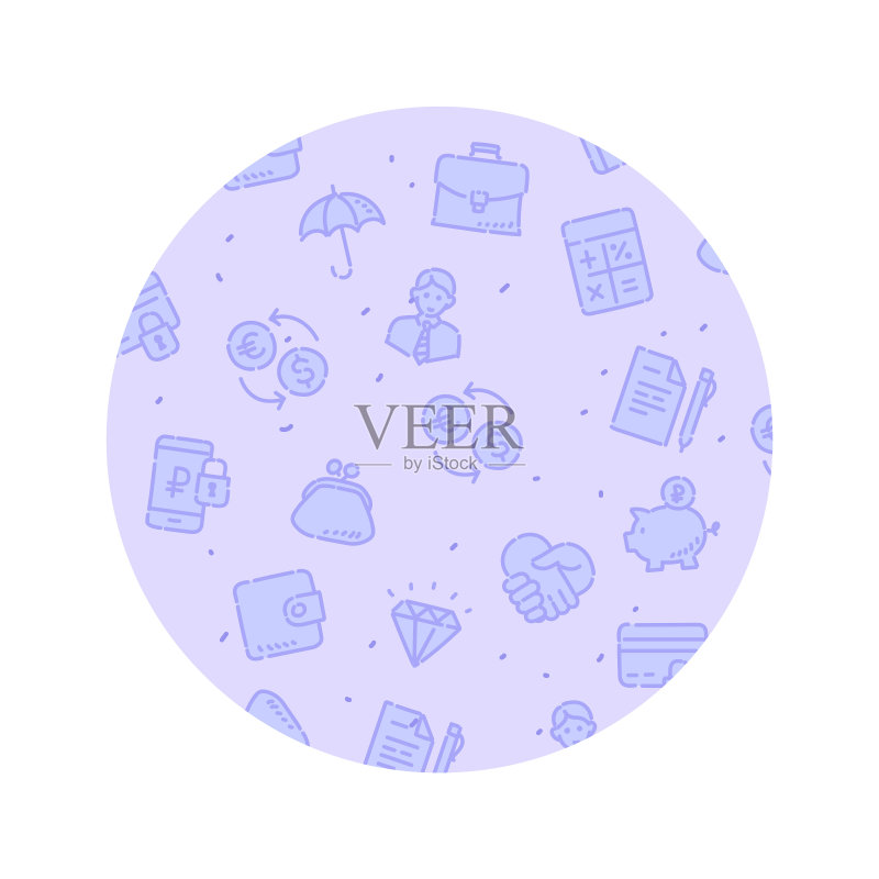 圆形金融图标图案。矢量图。纸质包装和织物装饰。Logo背景。企业形象图形元素。商业元素。图标素材