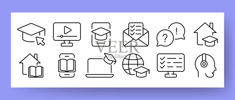 远程学习教育概念矢量图标图标素材