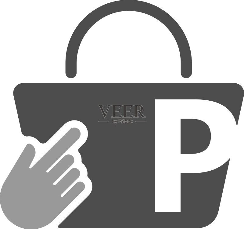 在线购物手提袋光标点击图标图标素材