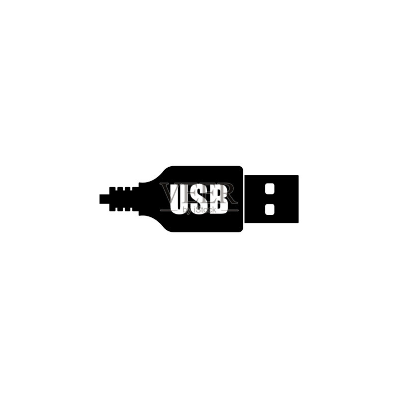 时尚扁平风格的USB图标符号图标素材