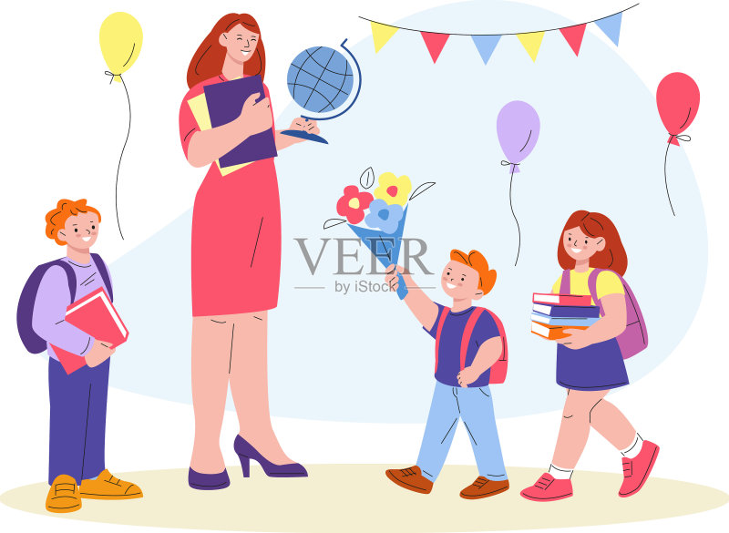 教师节幼儿园老师和少正版元素素材