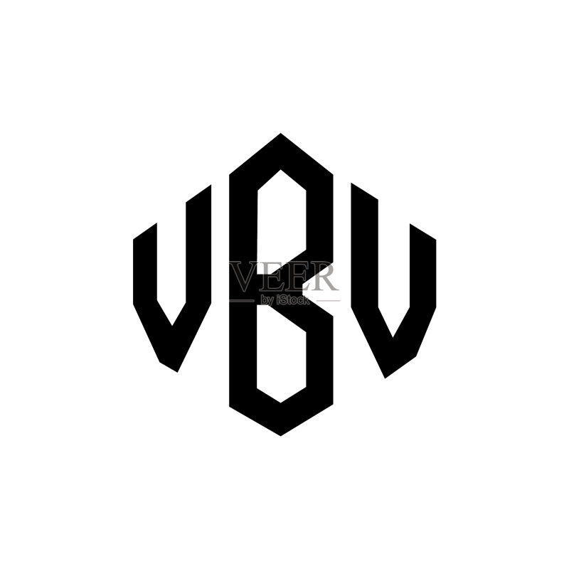 带有多边形形状的VBV字母组合标志设计图标素材