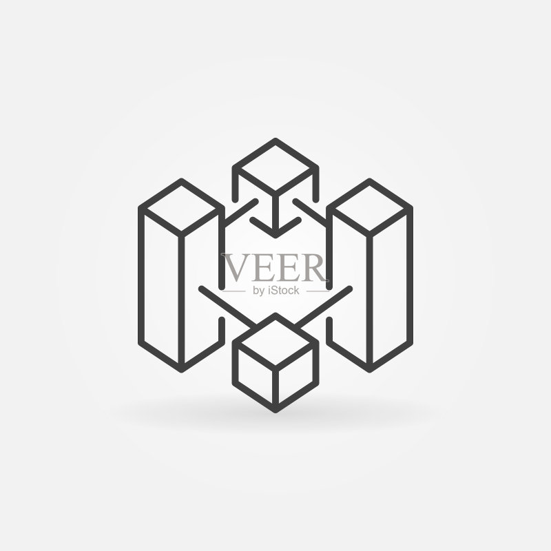 区块链矢量细线图标或符号图标素材