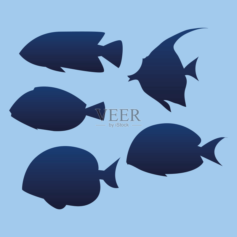 鱼类海洋生物集合图标素材