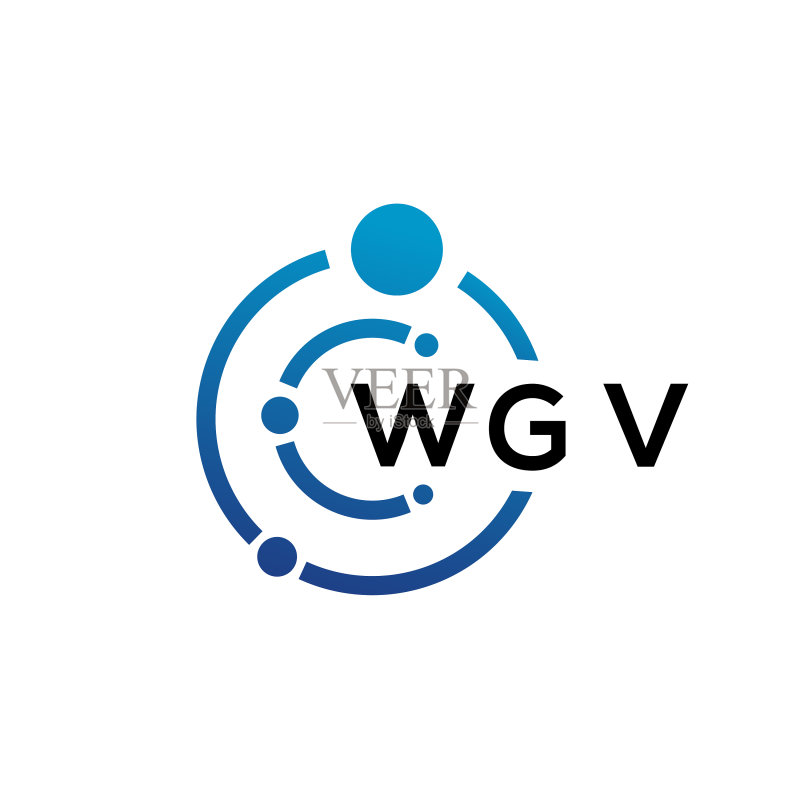 白色背景上的WGV字母科技标志设计图标素材
