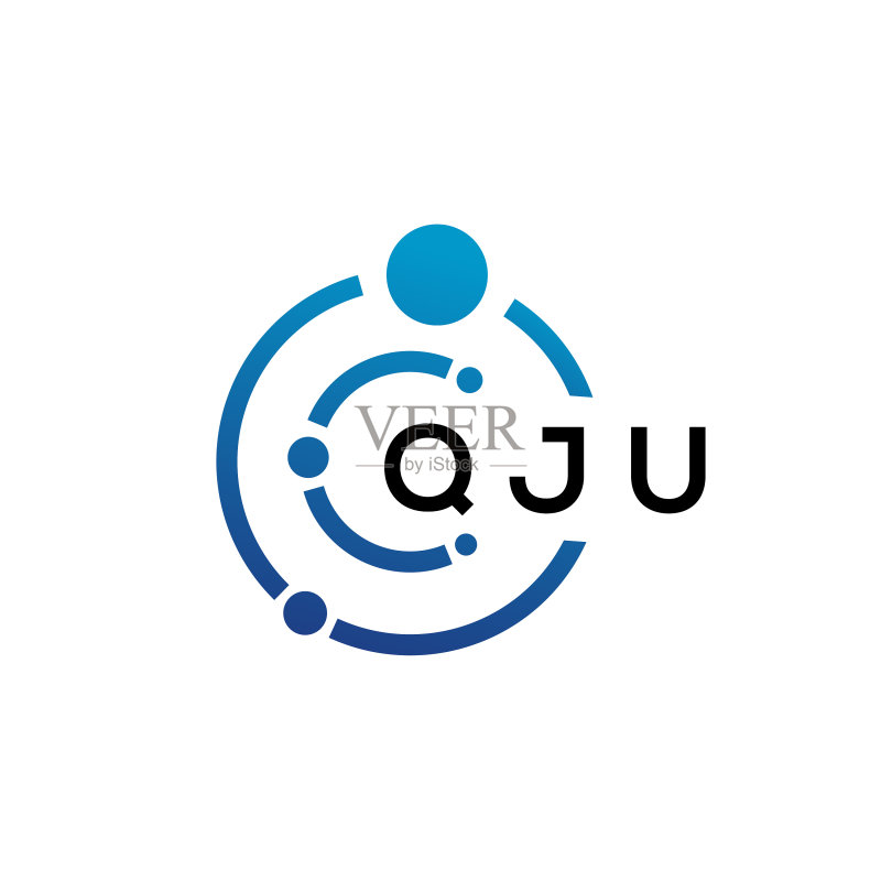白色背景上的qju字母科技标志设计图标素材