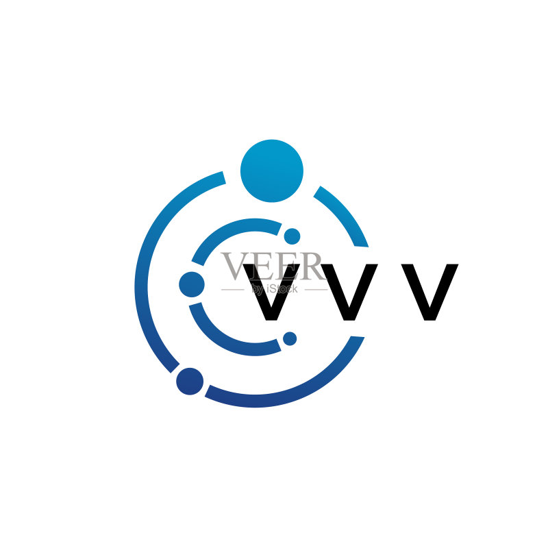 白色背景上的VVV字母科技标志设计图标素材