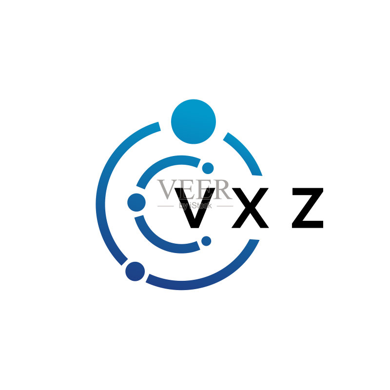 白色背景上的VXZ字母科技标志设计图标素材