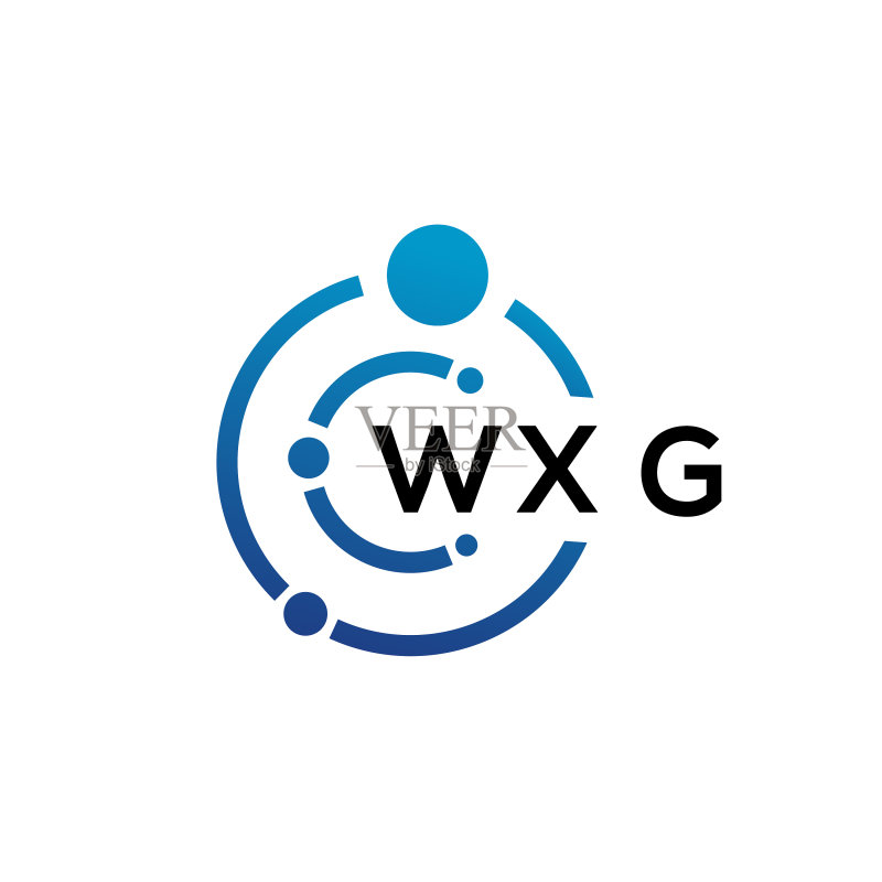 白色背景上的WXG字母科技标志设计图标素材