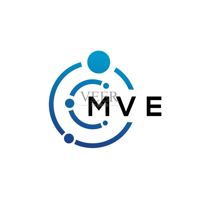 白色背景上的MVE字母科技标志设计图标素材
