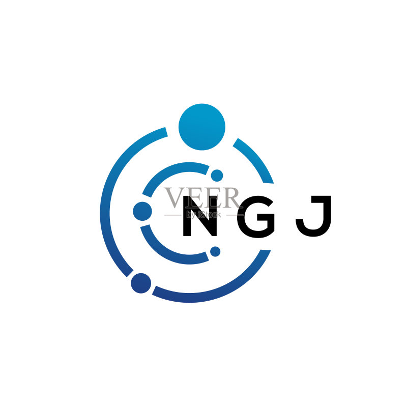 白色背景上的NGJ字母科技标志设计图标素材