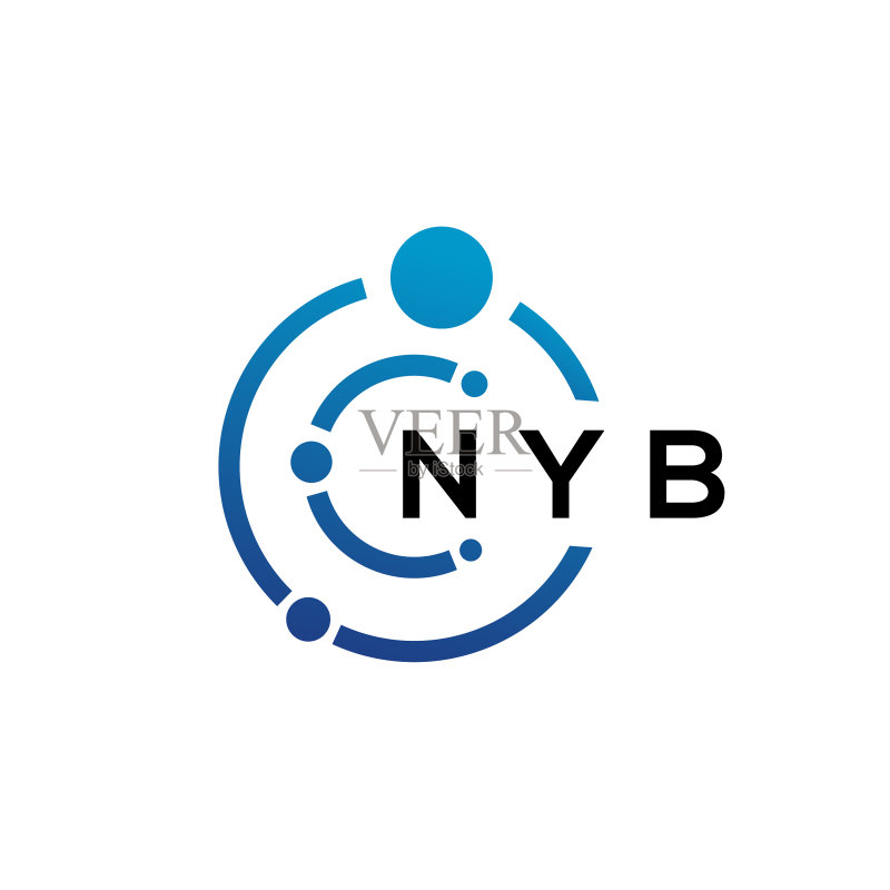 白色背景上的NYB字母科技标志设计图标素材