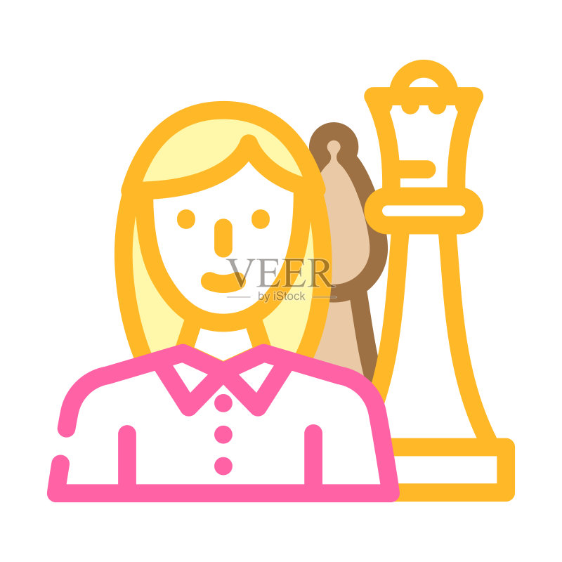 国际象棋女子运动彩色图标矢量图图标素材