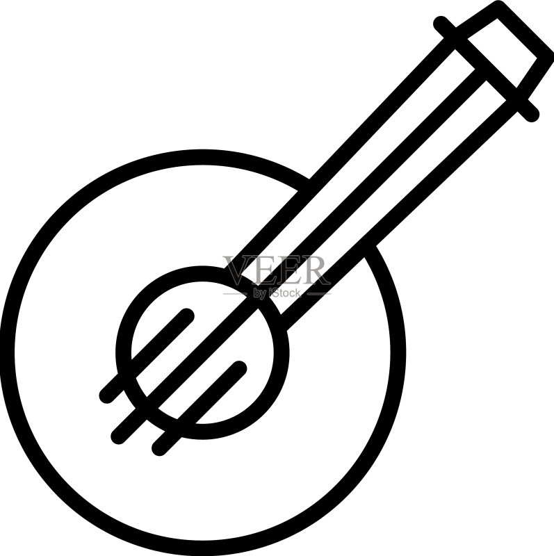 岩石尤克里里琴轮廓吉他音乐图标图标素材