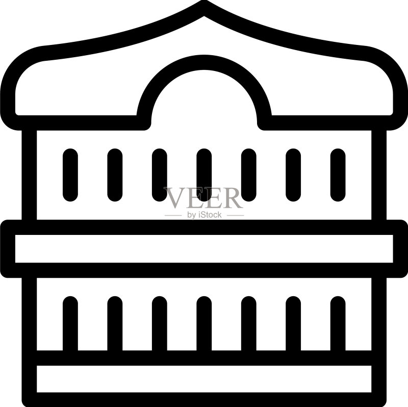 武士建筑图标城市塔轮廓图标素材