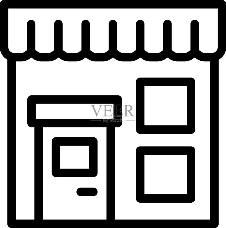 街边店铺图标轮廓城市设施图标素材