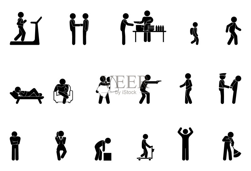 简笔画图标：人际沟通社交图标素材