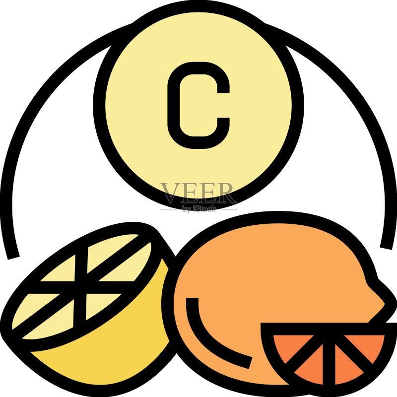 C字母维生素柑橘色图标图标素材