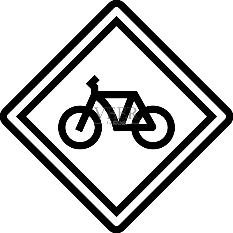 自行车道路标志线性图标图标素材