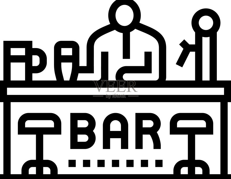 酒吧啤酒饮品线条图标图标素材