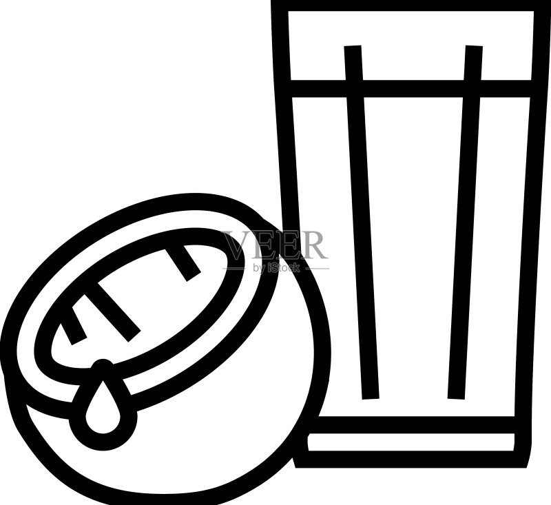 椰子饮料线性图标图标素材