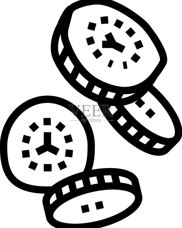 黄瓜片食物切割线条图标图标素材