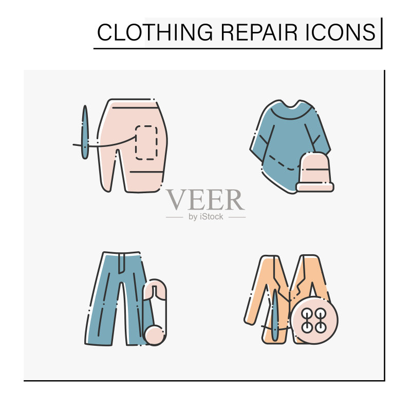 服装维修彩色图标集图标素材