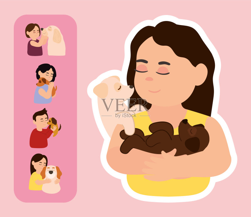 人物与狗的合集图标素材
