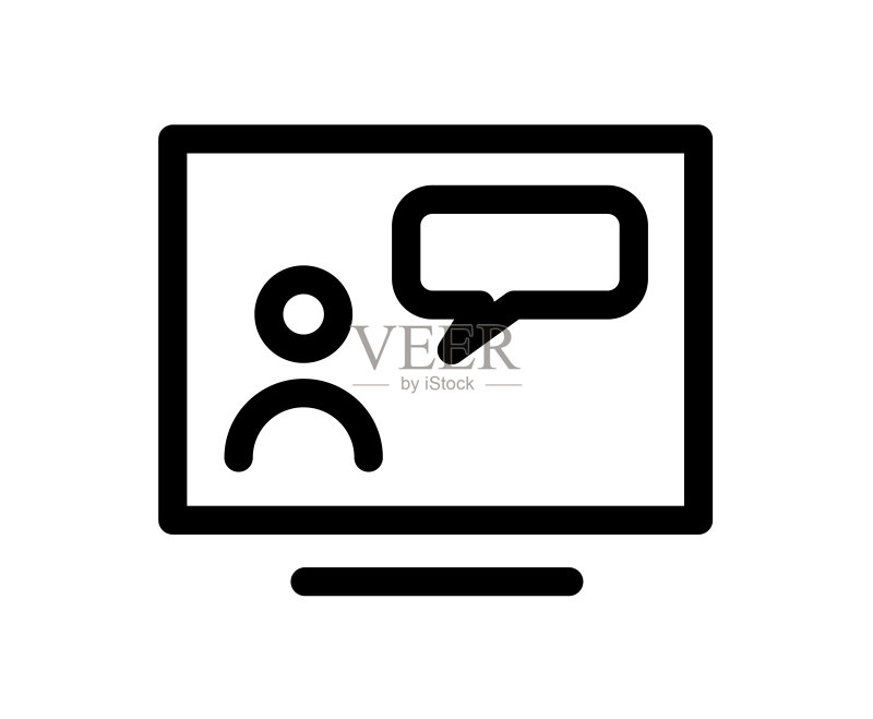 网络研讨会概念在线课程类轮廓矢量线图标。远程教育、视频讲座、互联网群组会议、培训测试、在家工作、轻松沟通图标素材