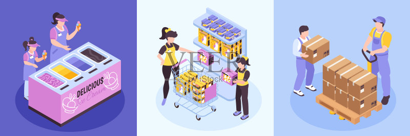 青少年工作场景图标素材