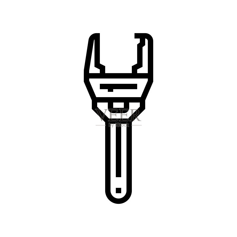 水管工扳手工具线条图标矢量图图标素材