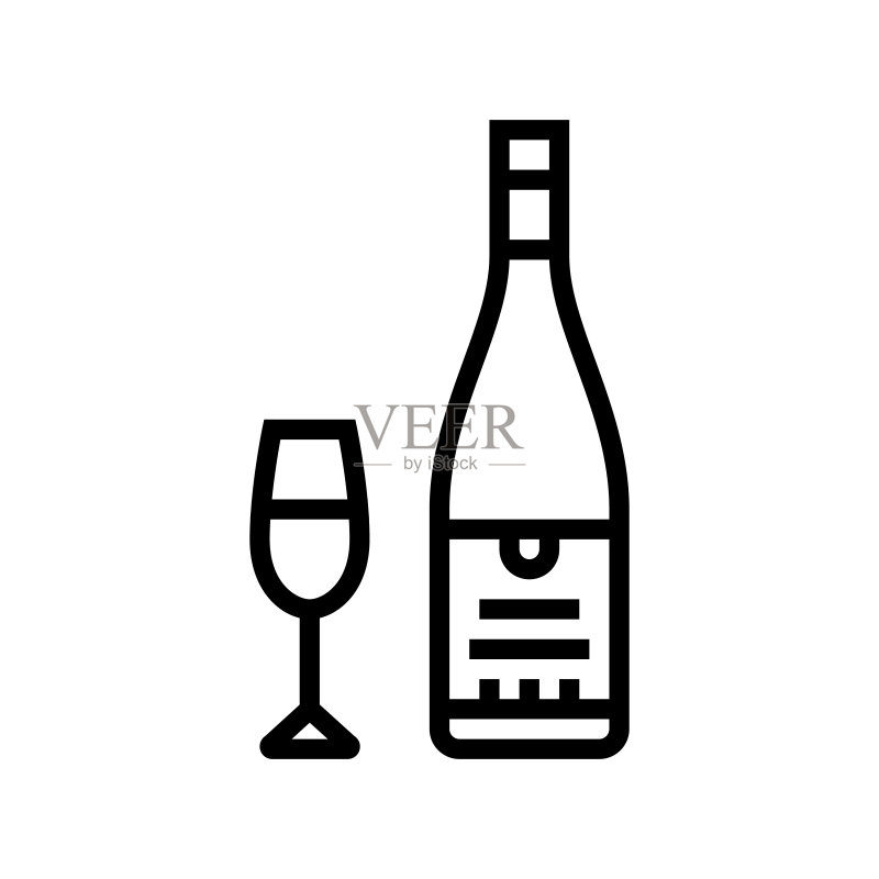 长相思白葡萄酒线条图标矢量图图标素材