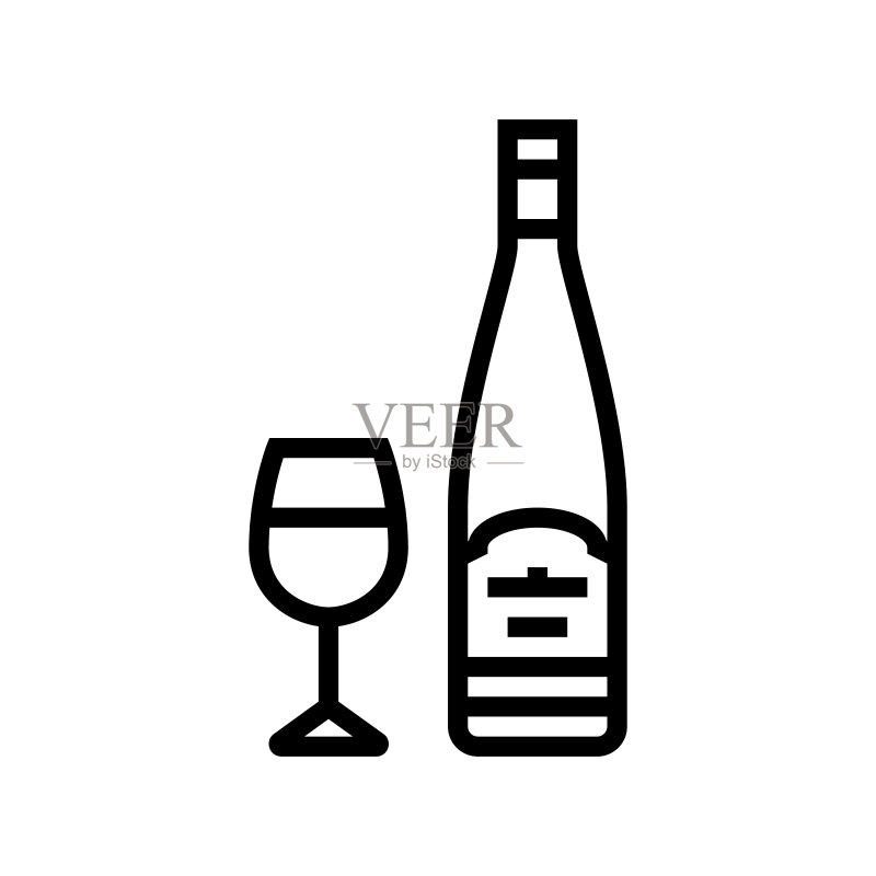 雷司令白葡萄酒线条图标矢量图图标素材