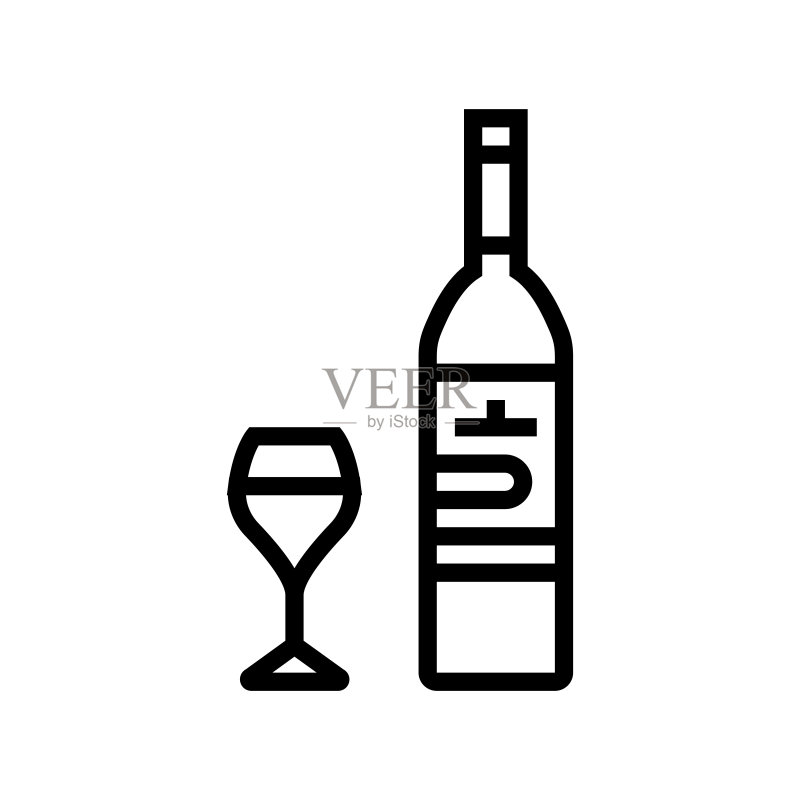 梅洛红酒线性图标矢量图图标素材