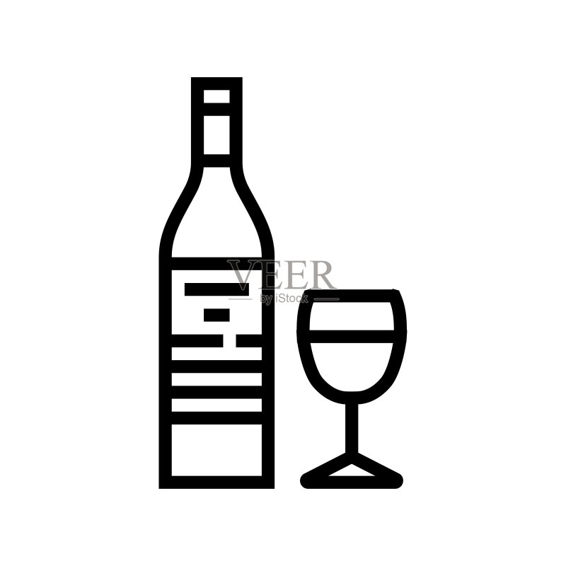 马尔贝克红酒线条图标矢量插图图标素材