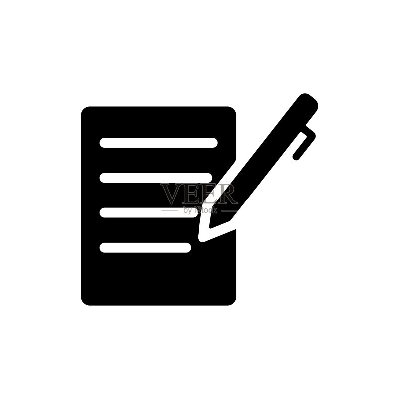 笔和纸张线条图标，办公文具，可用于应用程序、网页、信息图表，适用于各类纸张打印，可编辑描边，矢量设计模板图标素材