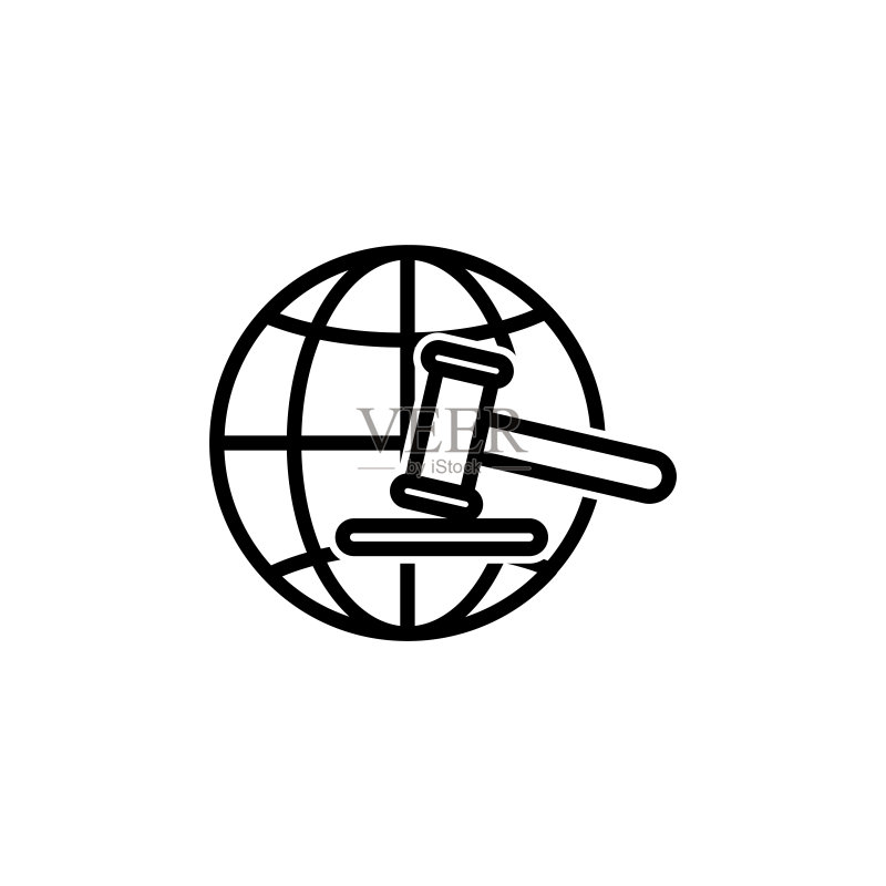 地球锤子正义线条图标图标素材