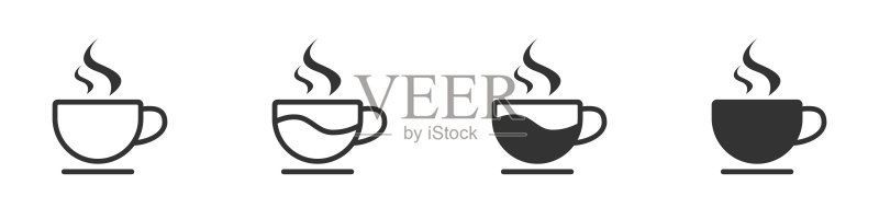 咖啡杯图标合集：简约设计矢量图图标素材