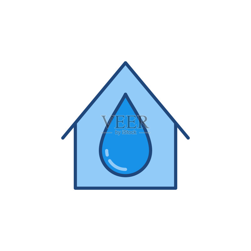 房屋内的水滴彩色矢量概念图标图标素材