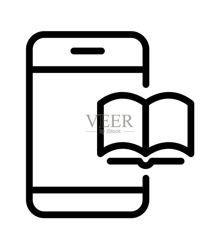 书籍电话图标矢量线稿，适用于网站、APP和UI设计图标素材