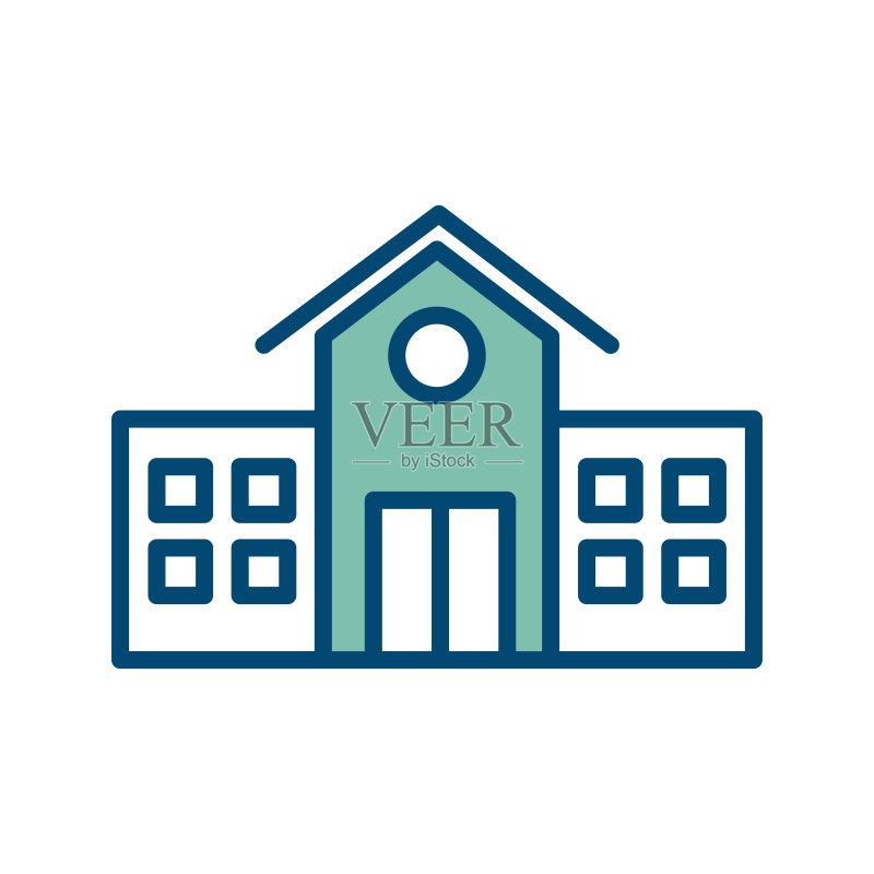 白色背景上的学校建筑图标矢量设计模板图标素材