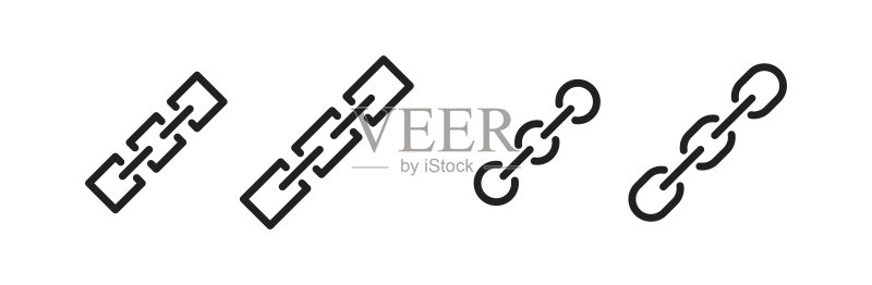 链接图标集。链条、超链接、连接符号。矢量 EPS 10图标素材